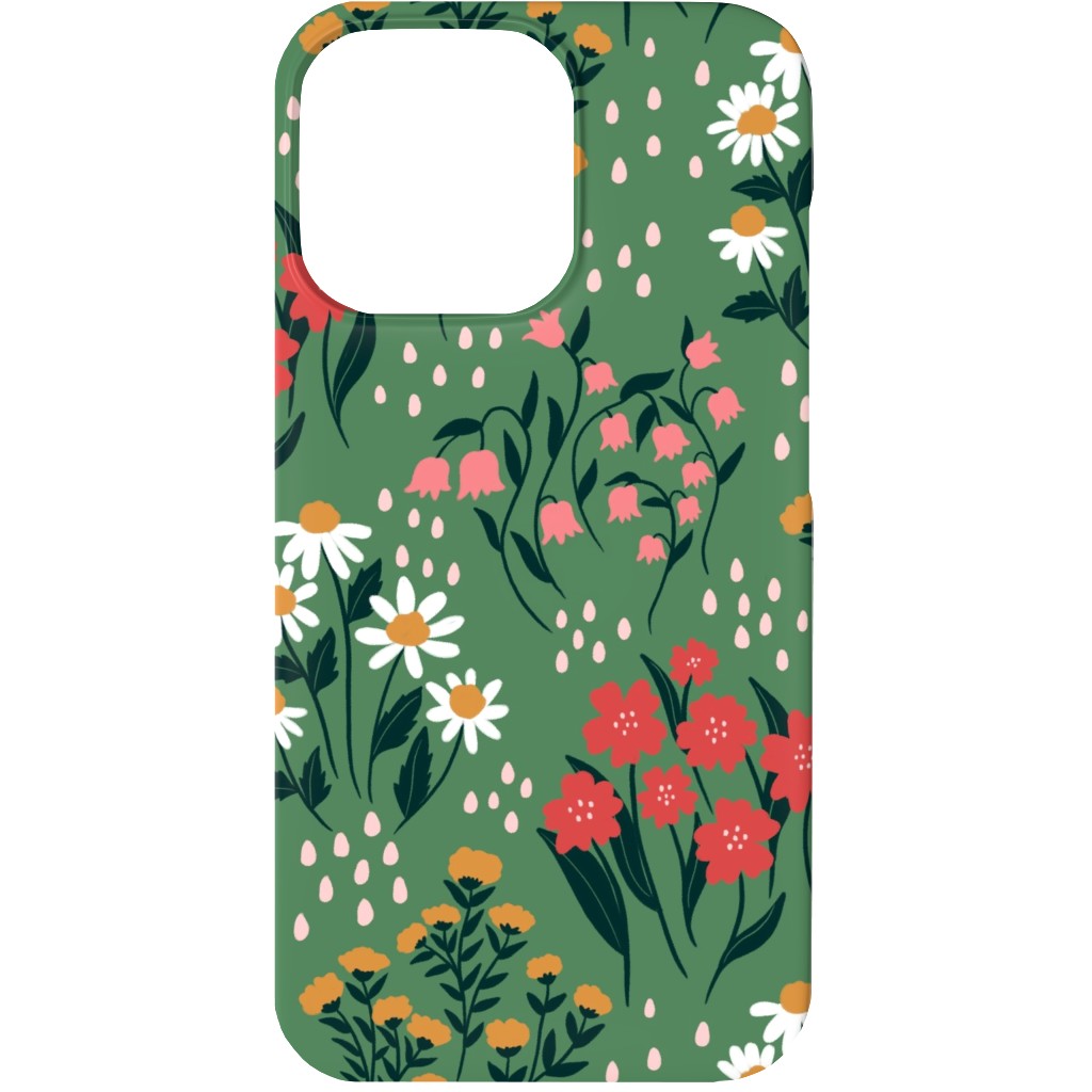 Flowerbed Phone Case, Silicone Liner Case, Matte, iPhone 13, Green