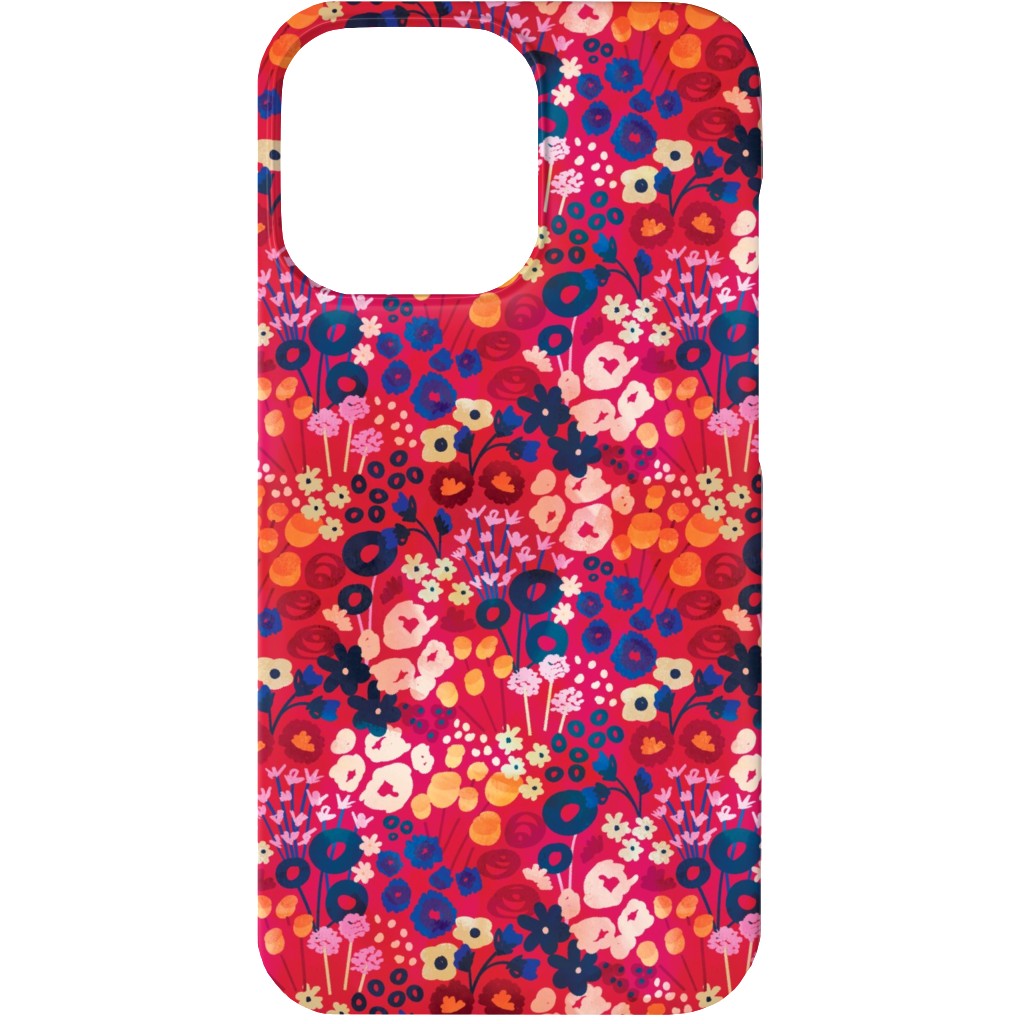 Modern Retro Floral - Multi Phone Case, Silicone Liner Case, Matte, iPhone 13, Multicolor