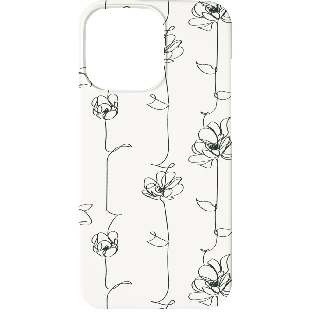 One Line Floral - Light Phone Case, Silicone Liner Case, Matte, iPhone 13, White, White
