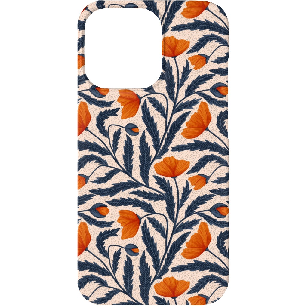 Poppy Flower - Blue and Orange Phone Case, Silicone Liner Case, Matte, iPhone 13, Blue, True Blue