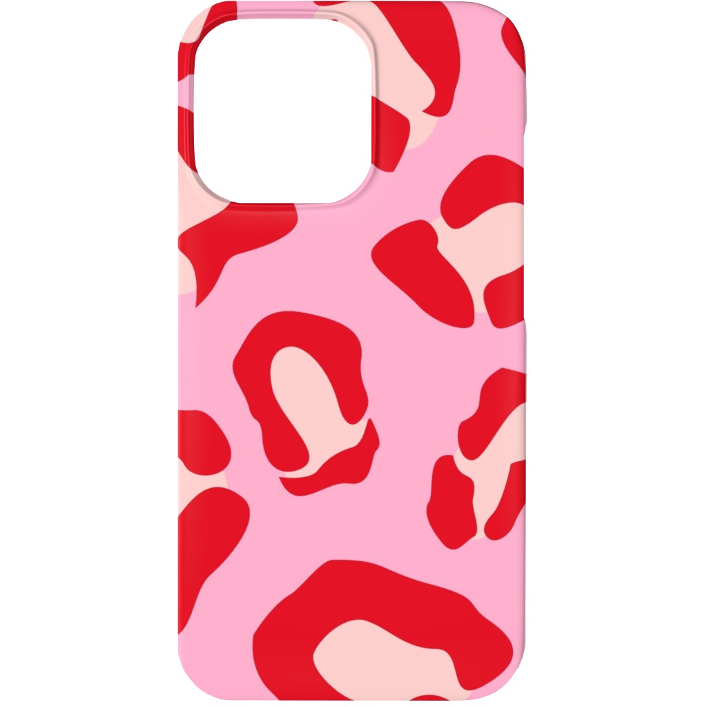 Leopard - Pink and Red Phone Case, Silicone Liner Case, Matte, iPhone 13, Pink