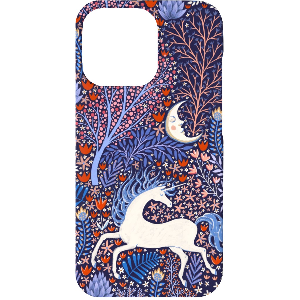 Unicorn in Nocturnal Forest - Purple Phone Case, Silicone Liner Case, Matte, iPhone 13, Purple