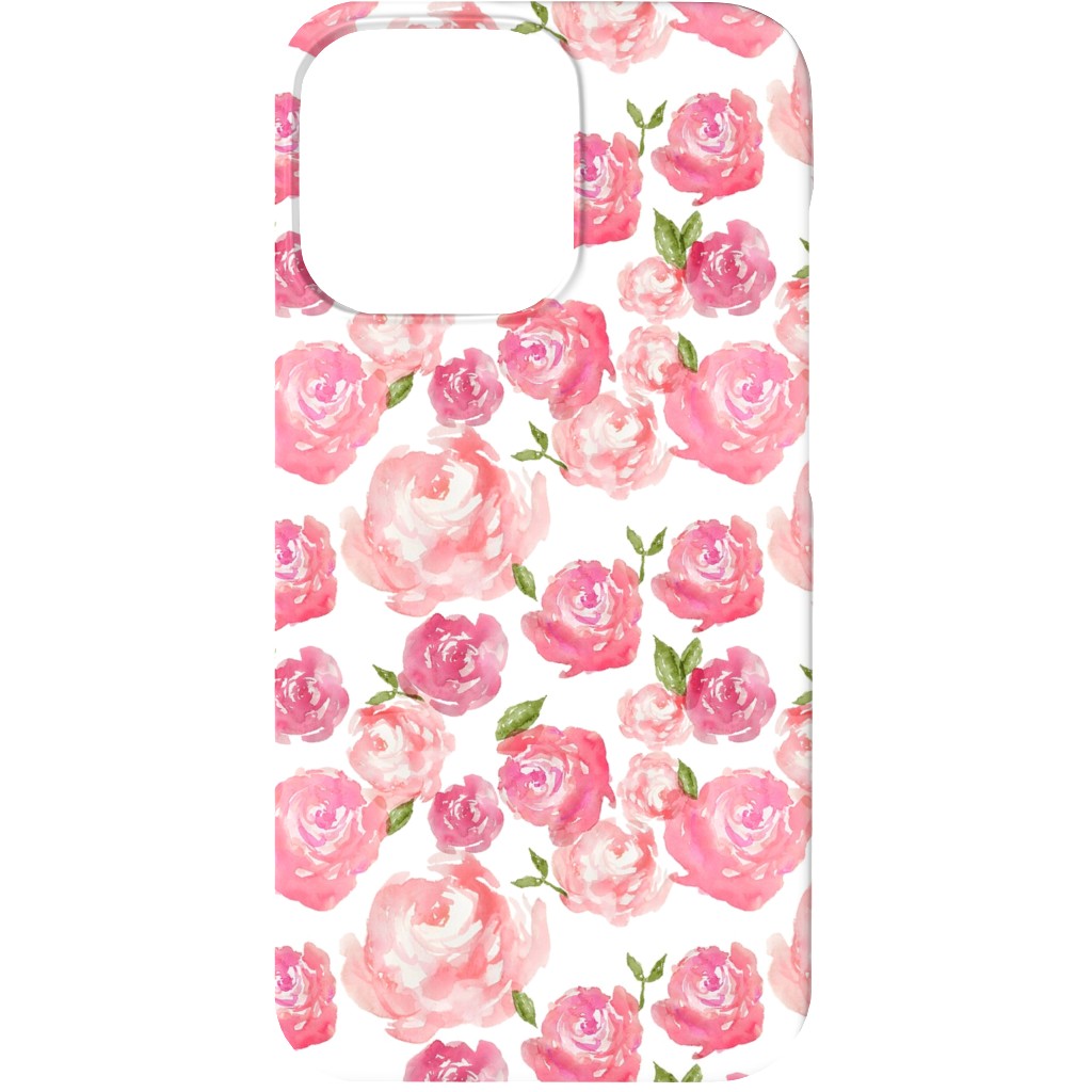 Watercolor Floral - Pink Phone Case, Silicone Liner Case, Matte, iPhone 13, Pink