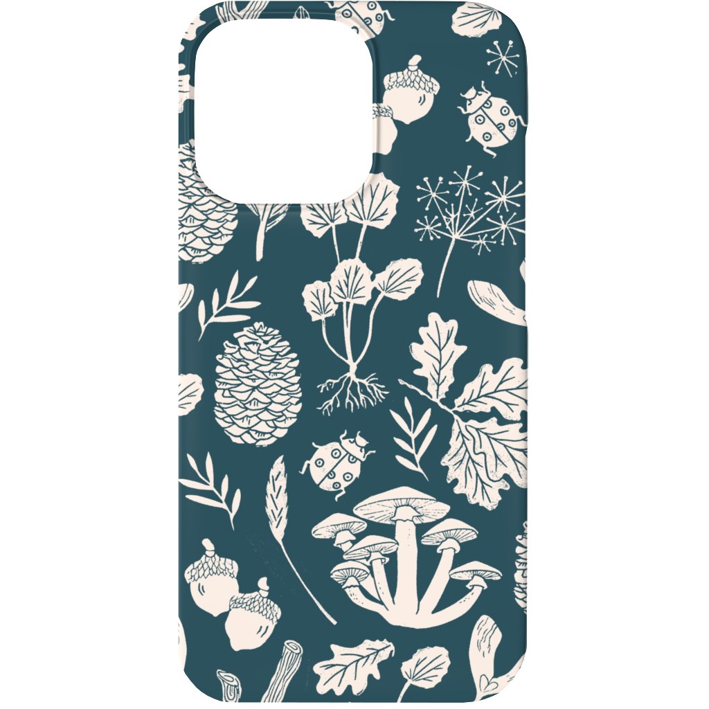 Nature Walk in Autumn - Blue and Cream Phone Case, Silicone Liner Case, Matte, iPhone 13, Blue, True Blue