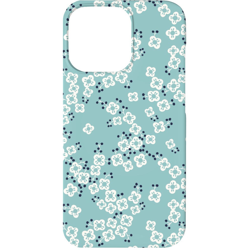 Japanese Blossom - Blue Phone Case, Silicone Liner Case, Matte, iPhone 13, Blue