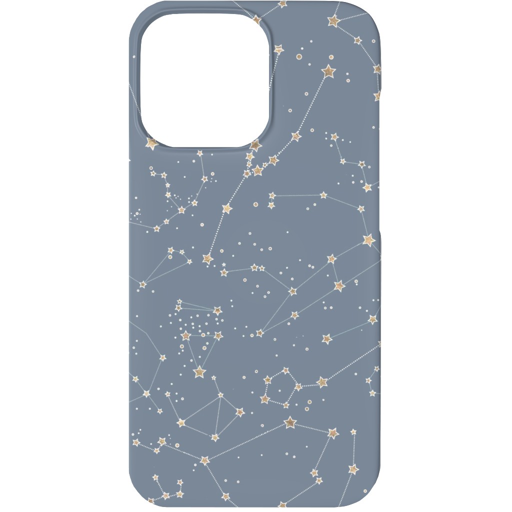 Constellations - Grey With Gold Stars Phone Case, Silicone Liner Case, Matte, iPhone 13, Gray