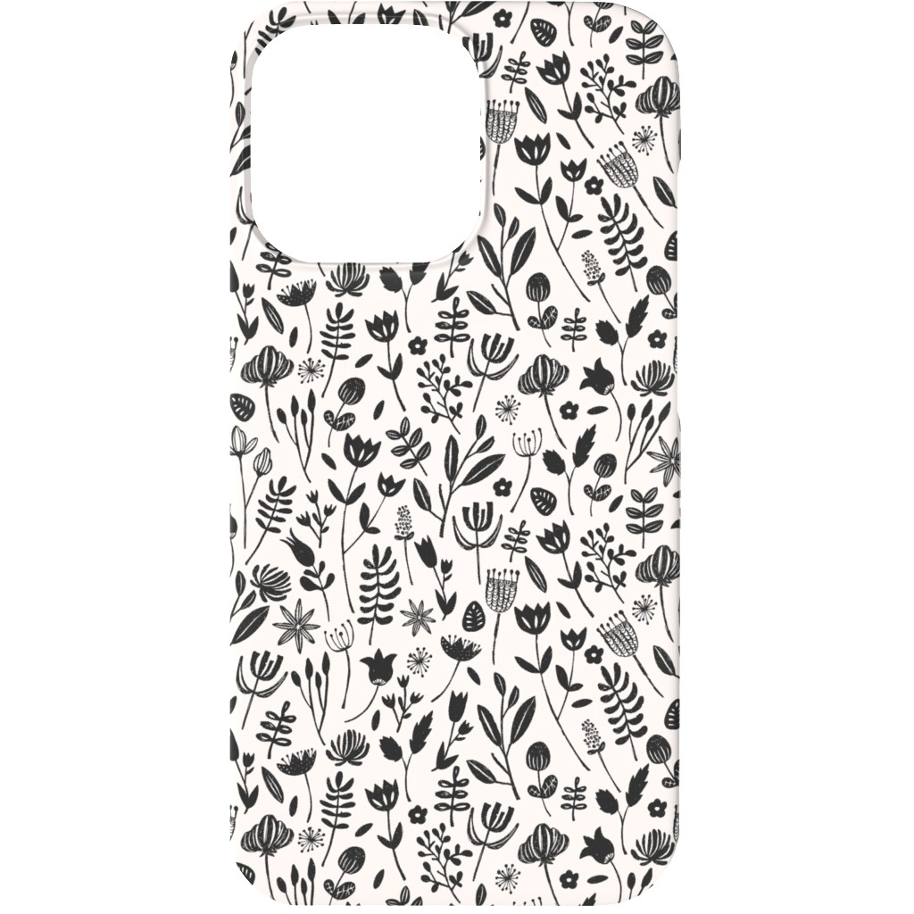 Folk Botanical Print - Neutral Phone Case, Silicone Liner Case, Matte, iPhone 13, Beige