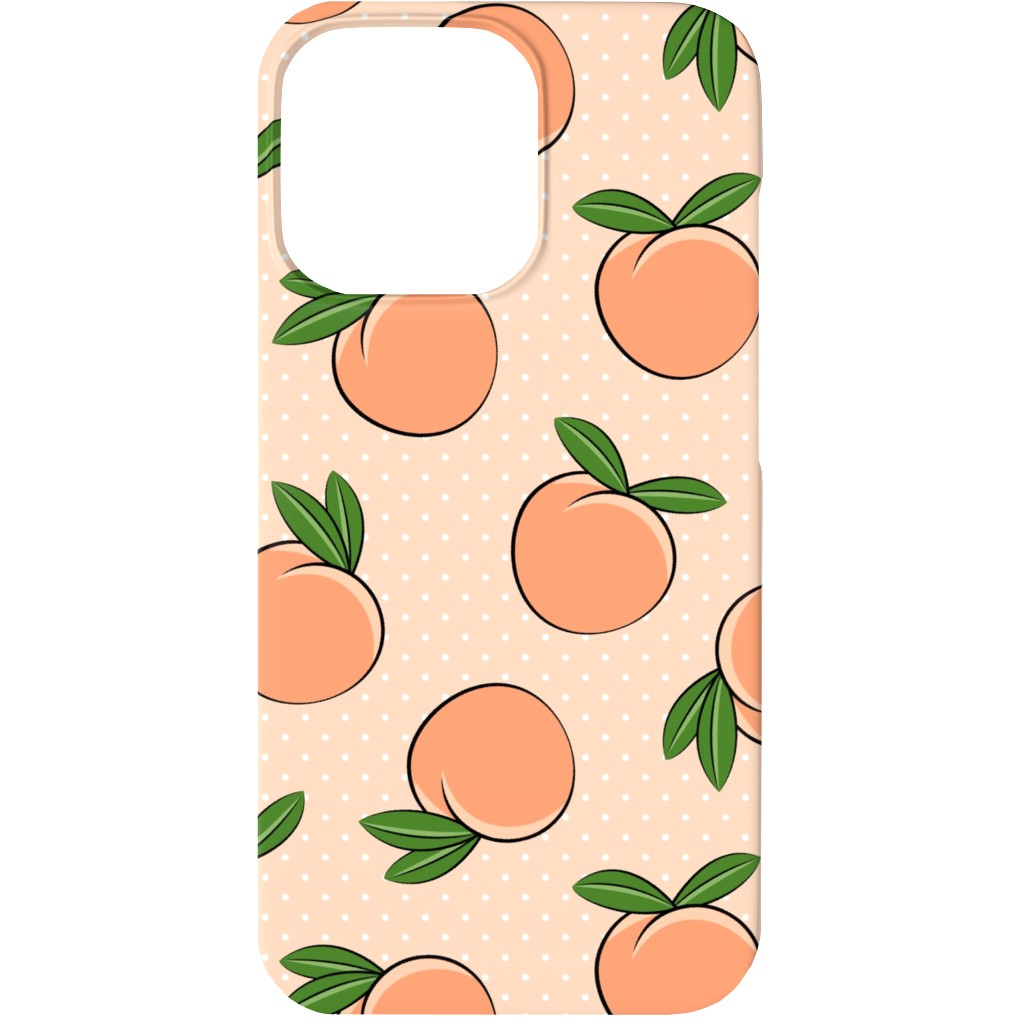 Peachy Polka Dots - Peach Phone Case, Silicone Liner Case, Matte, iPhone 13, Orange, Orange