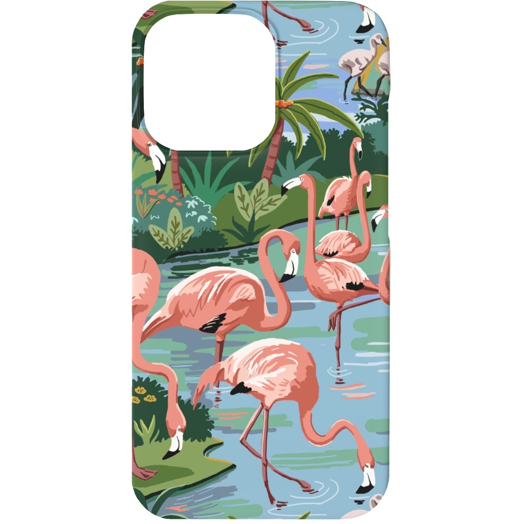 Flamingo Lagoon - Multi Phone Case, Silicone Liner Case, Matte, iPhone 13, Multicolor