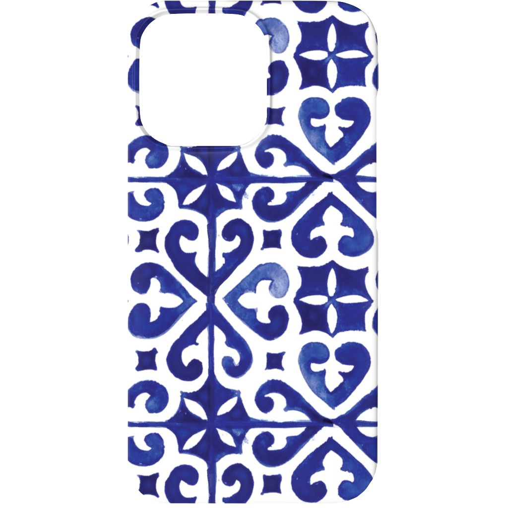 Lisbon Tiles Watercolor - Blue Phone Case, Silicone Liner Case, Matte, iPhone 13, Blue