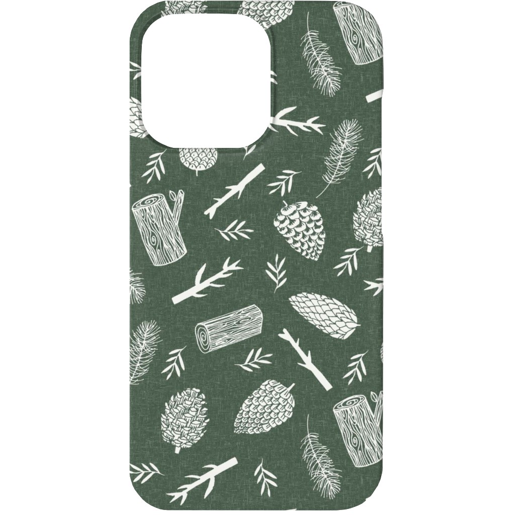 Pinecones - Hunter Green Phone Case, Silicone Liner Case, Matte, iPhone 13, Green, Classic Green