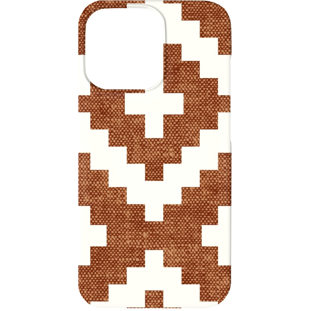 Geometric Woven Aztec - Ginger Phone Case, Silicone Liner Case, Matte, iPhone 13, Brown