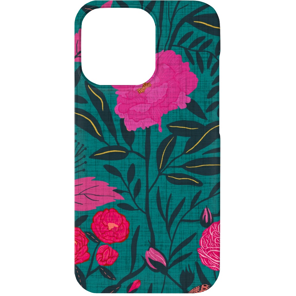 Modern Chintz Phone Case, Silicone Liner Case, Matte, iPhone 13, Green, Classic Green