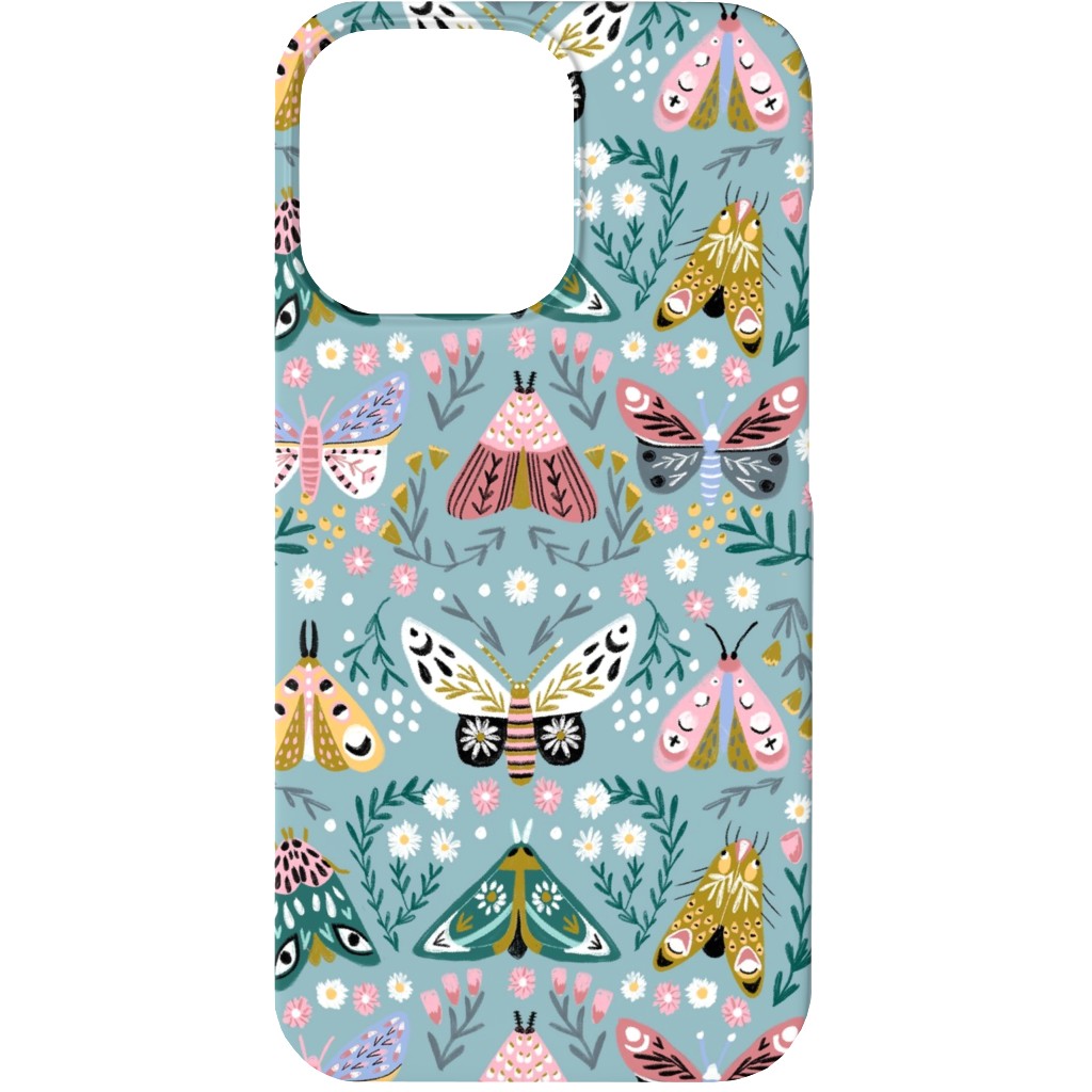 Spring Floral and Butterflies - Blue Phone Case, Silicone Liner Case, Matte, iPhone 13, Multicolor