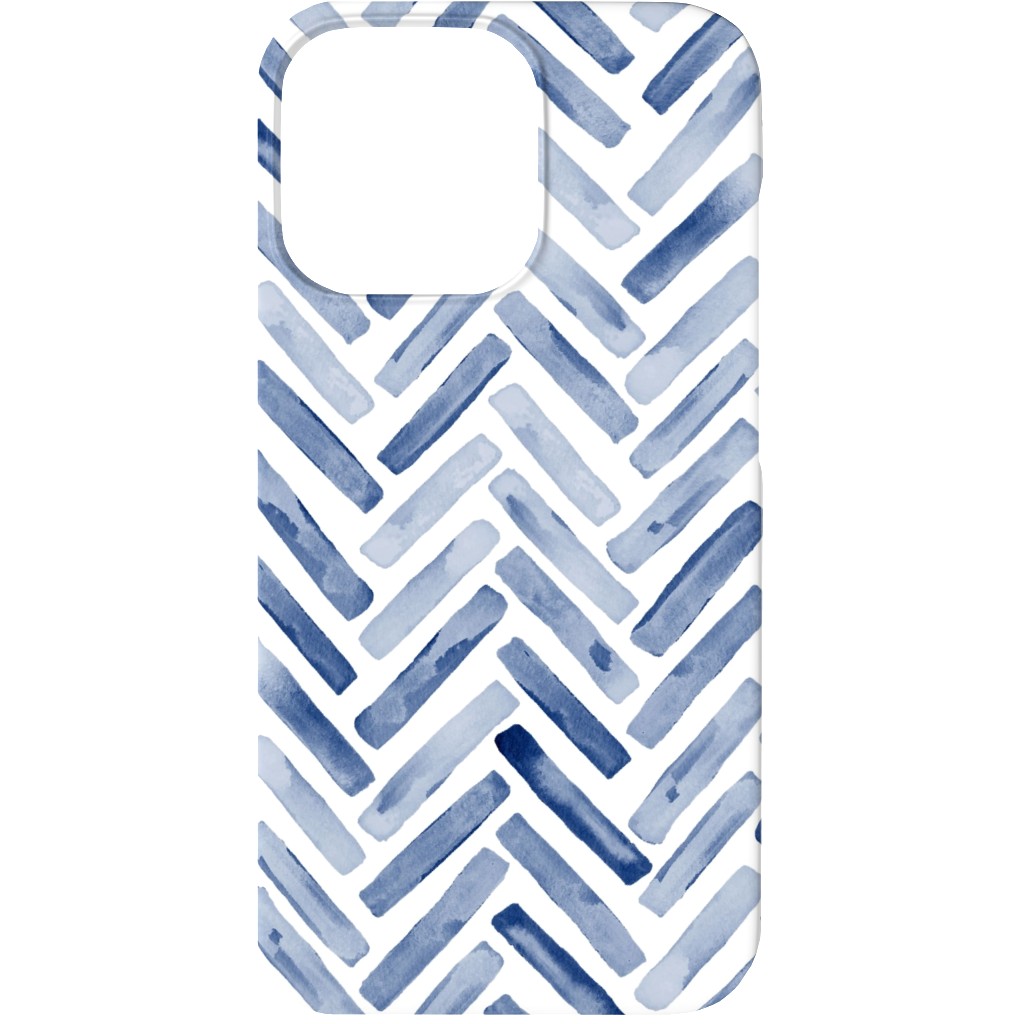 Painted Chevron Herringbone Phone Case, Slim Case, Matte, iPhone 13, Blue
