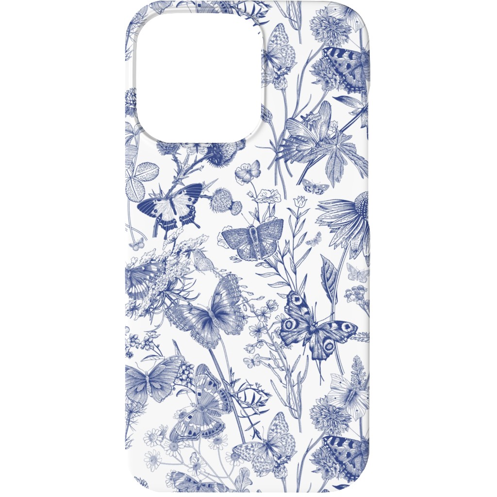Butterflies and Wild Flowers Phone Case, Slim Case, Matte, iPhone 13, Blue