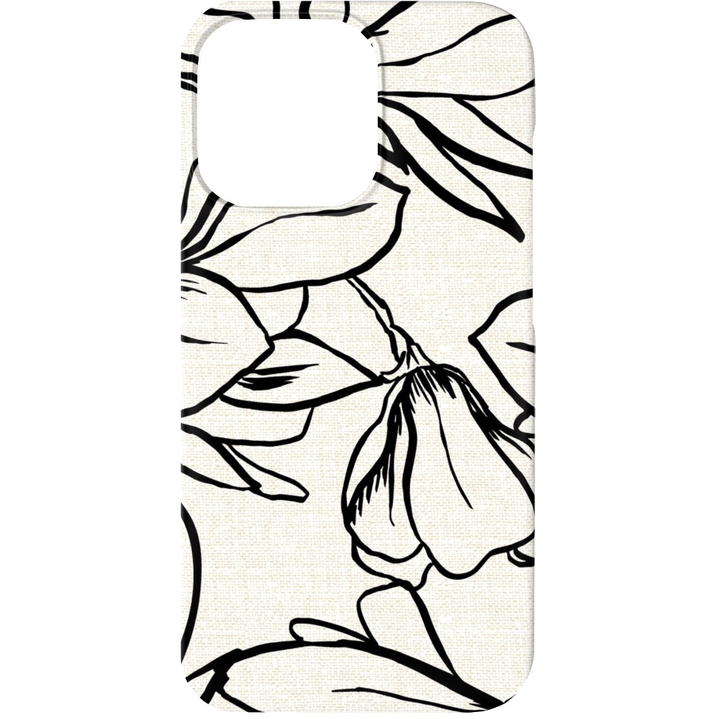 Magnolia Garden - Textured - White & Black Phone Case, Slim Case, Matte, iPhone 13, Beige, Pearl