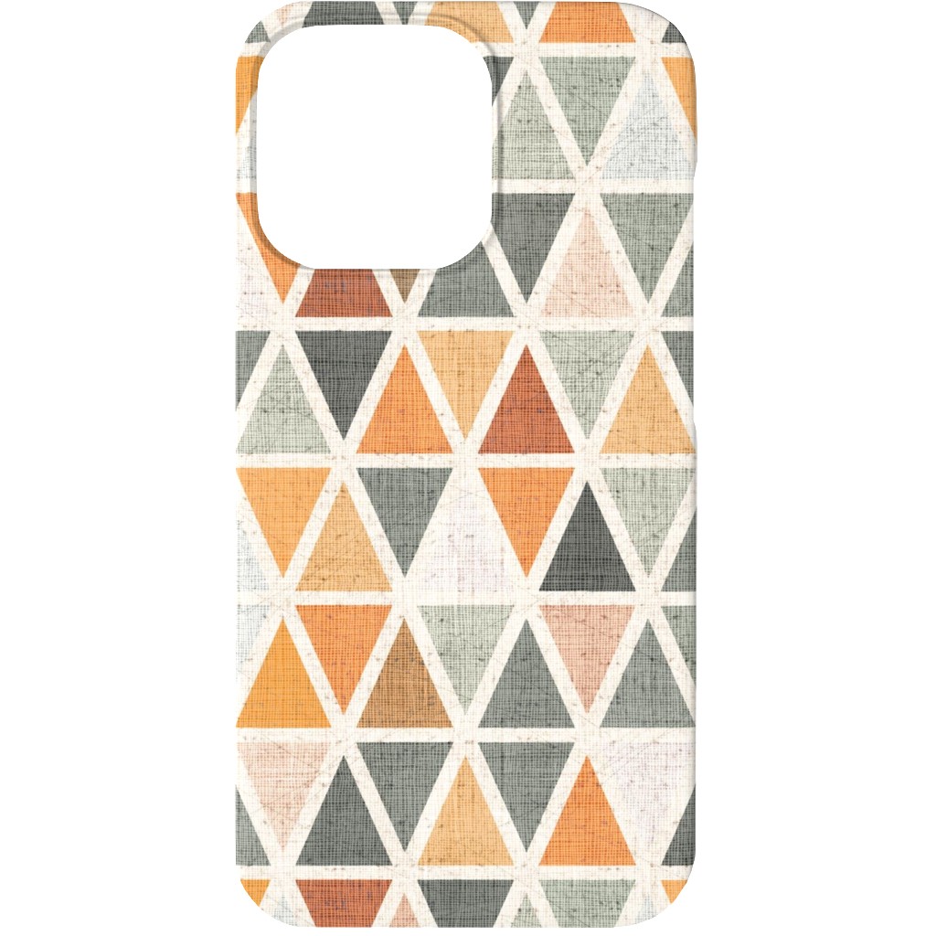 Triangles - Grey and Orange Phone Case, Slim Case, Matte, iPhone 13, Multicolor