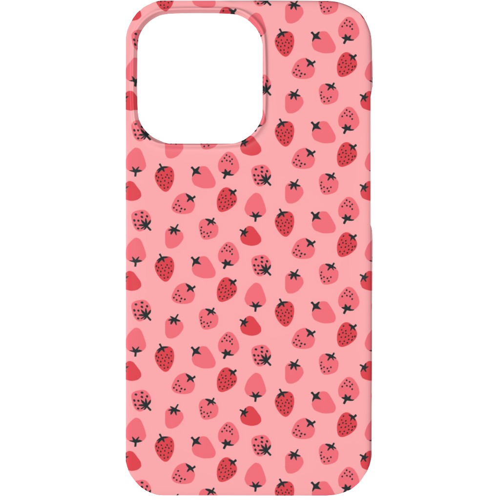 Red Strawberries - Pink Phone Case, Slim Case, Matte, iPhone 13, Pink