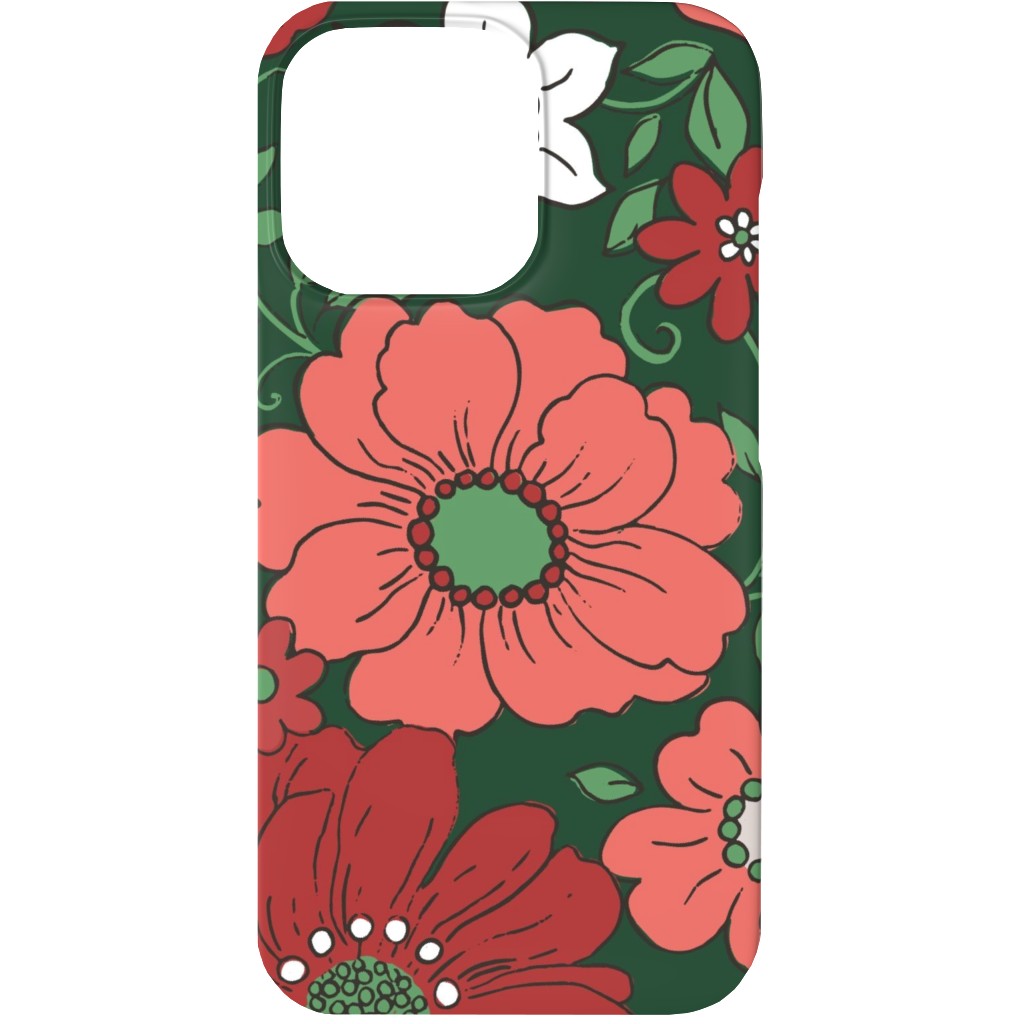 Camilla Retro Floral Christmas - Red and Green Phone Case, Slim Case, Matte, iPhone 13, Multicolor