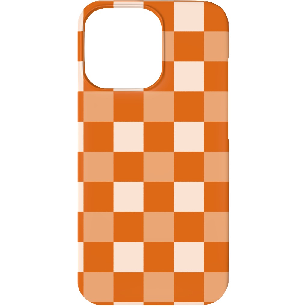 Orange Gingham Plaid Phone Case, Slim Case, Matte, iPhone 13, Orange, Orange