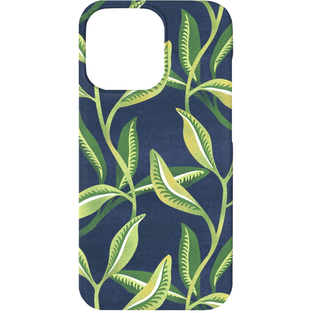 Green Leafy Vines - Blue and Green Phone Case, Slim Case, Matte, iPhone 13, Green