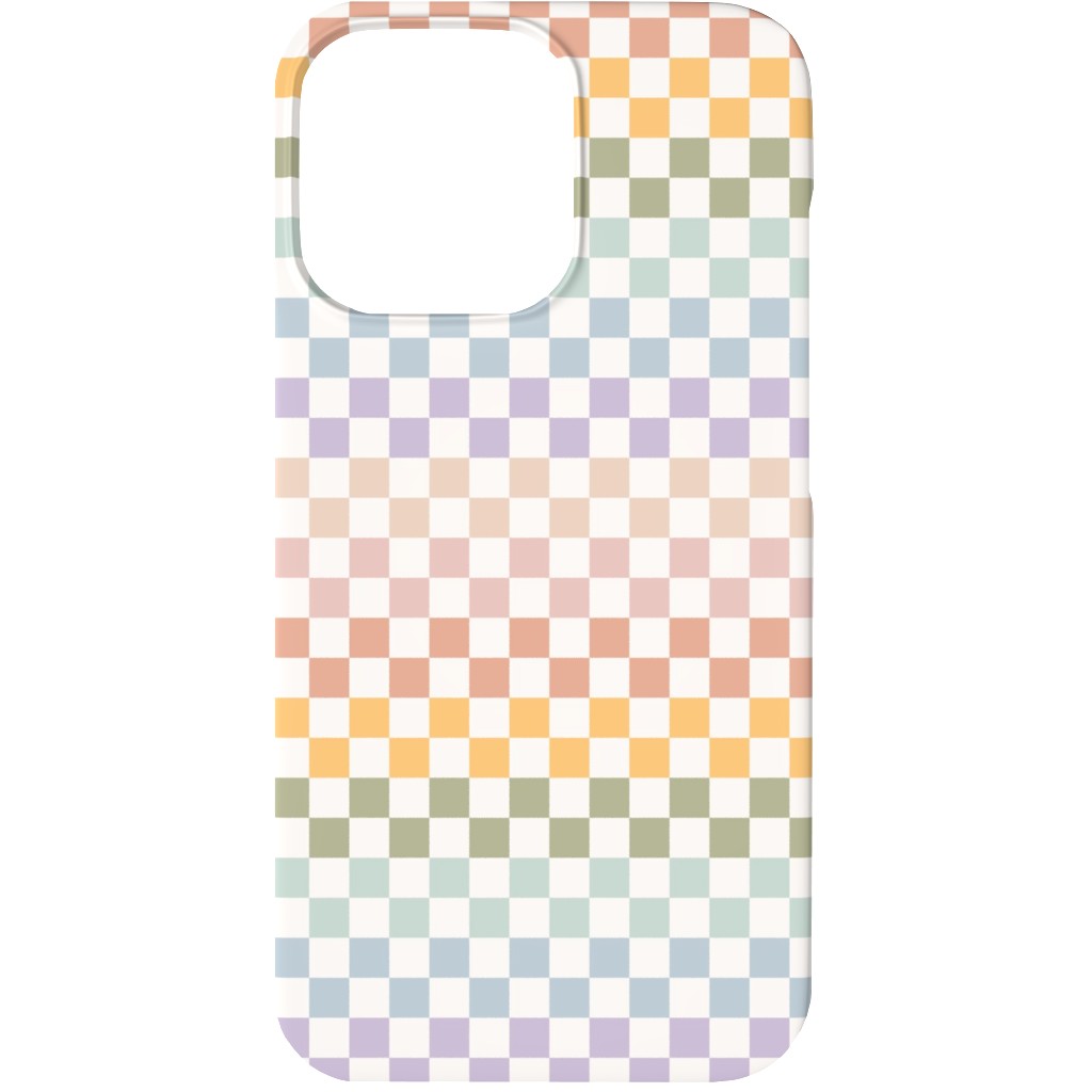 Boho Rainbow Checks Plaid - Multi Phone Case, Slim Case, Matte, iPhone 13, Multicolor