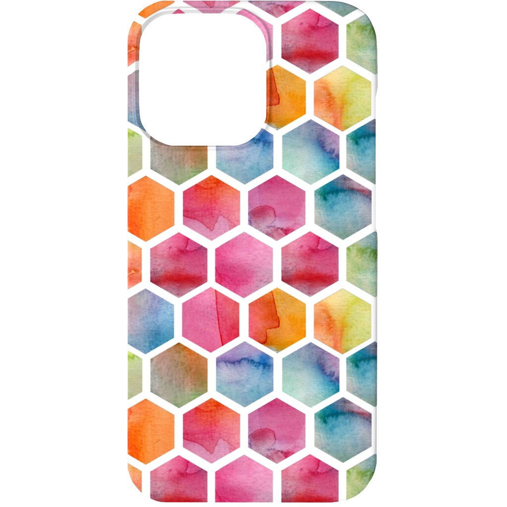 Watercolour Hexagons - Multi Phone Case, Slim Case, Matte, iPhone 13, Multicolor