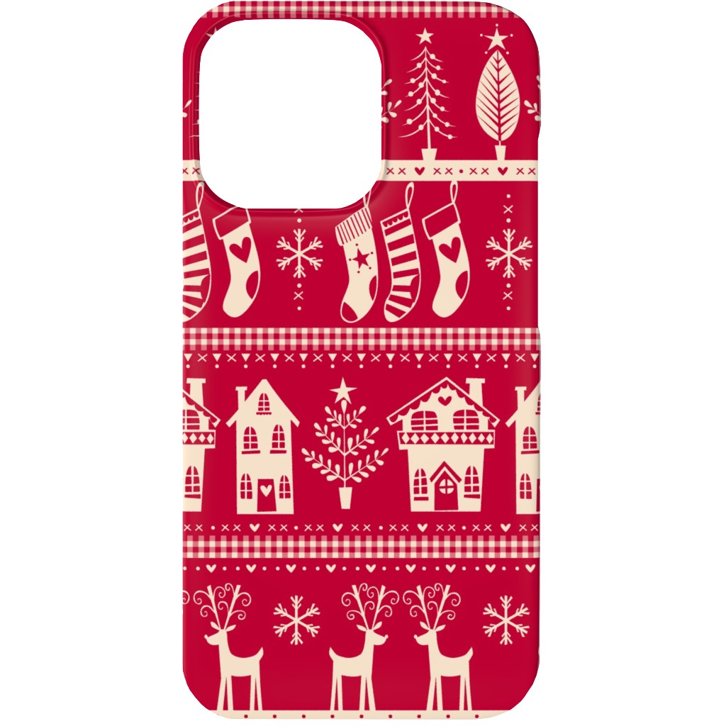 Vintage Nordic Christmas Phone Case, Slim Case, Matte, iPhone 13, Red