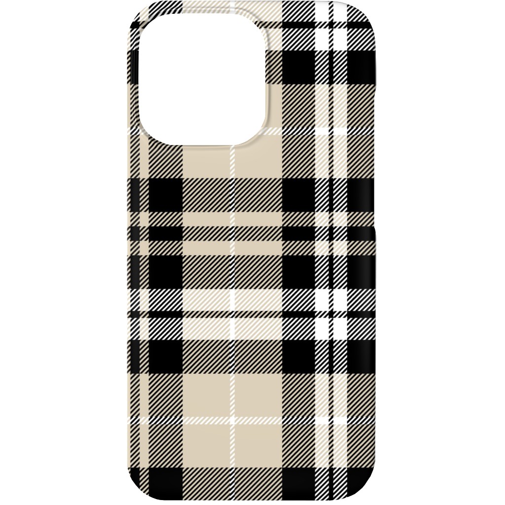 Fall Plaid Phone Case, Slim Case, Matte, iPhone 13, Beige, Black