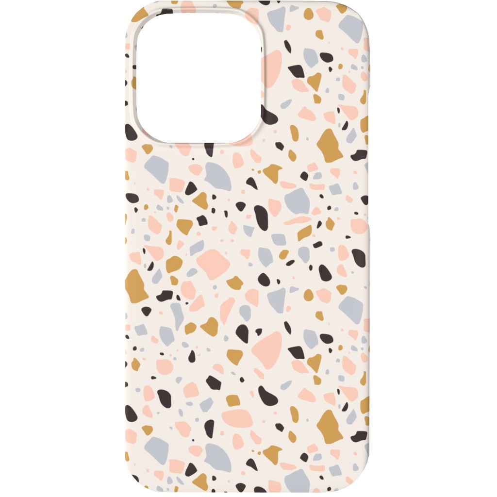 Terrazzo Coral - Gold Phone Case, Slim Case, Matte, iPhone 13, Beige, Pearl