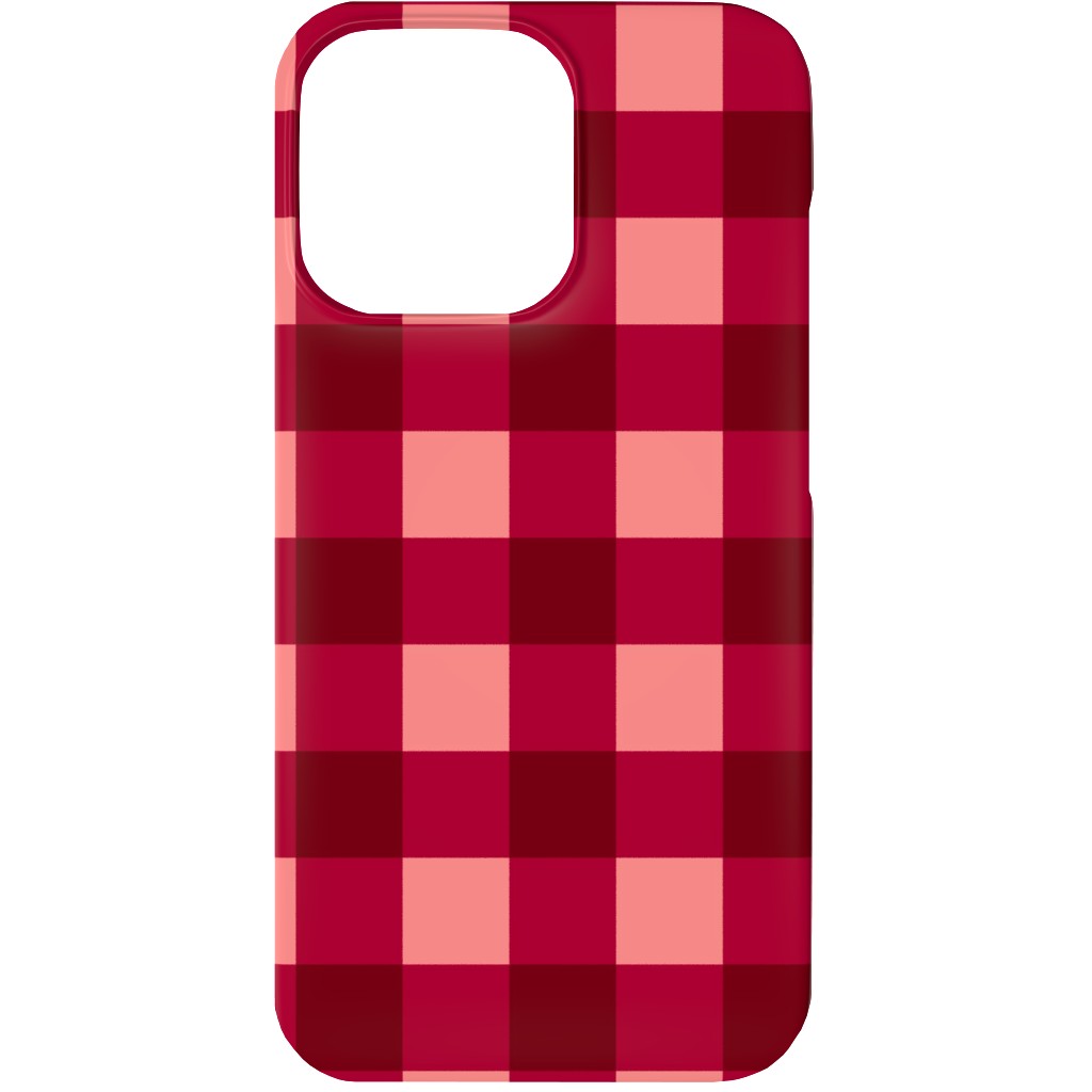 Gingham Check - Red and Pink Phone Case, Slim Case, Matte, iPhone 13, Red