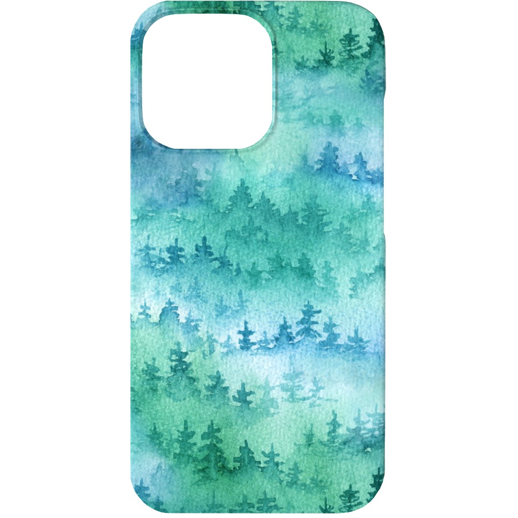 Watercolor Forest - Green and Blue Phone Case, Slim Case, Matte, iPhone 13, Green, Classic Green
