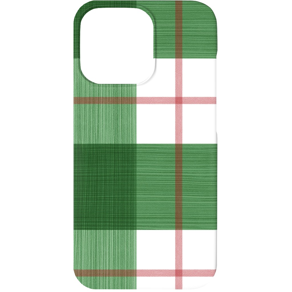 Double Plaid Phone Case, Slim Case, Matte, iPhone 13, Green