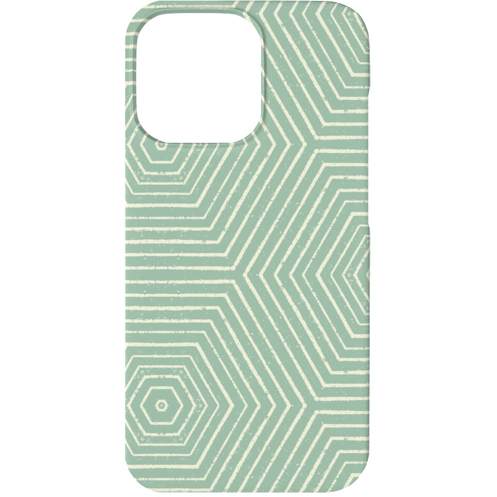 Concentric Hexagons Phone Case, Slim Case, Matte, iPhone 13, Green