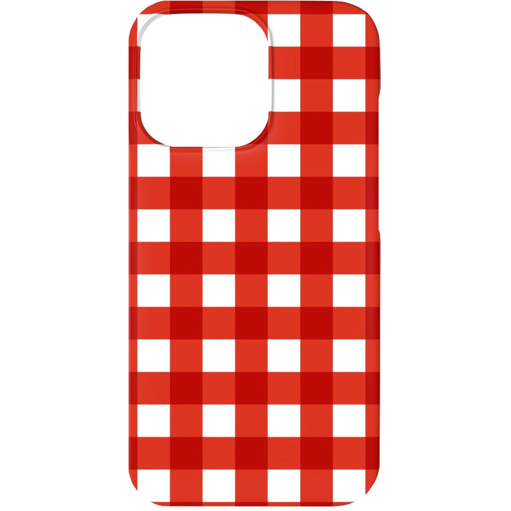 Gingham Plaid Check Phone Case, Slim Case, Matte, iPhone 13, Red, Red