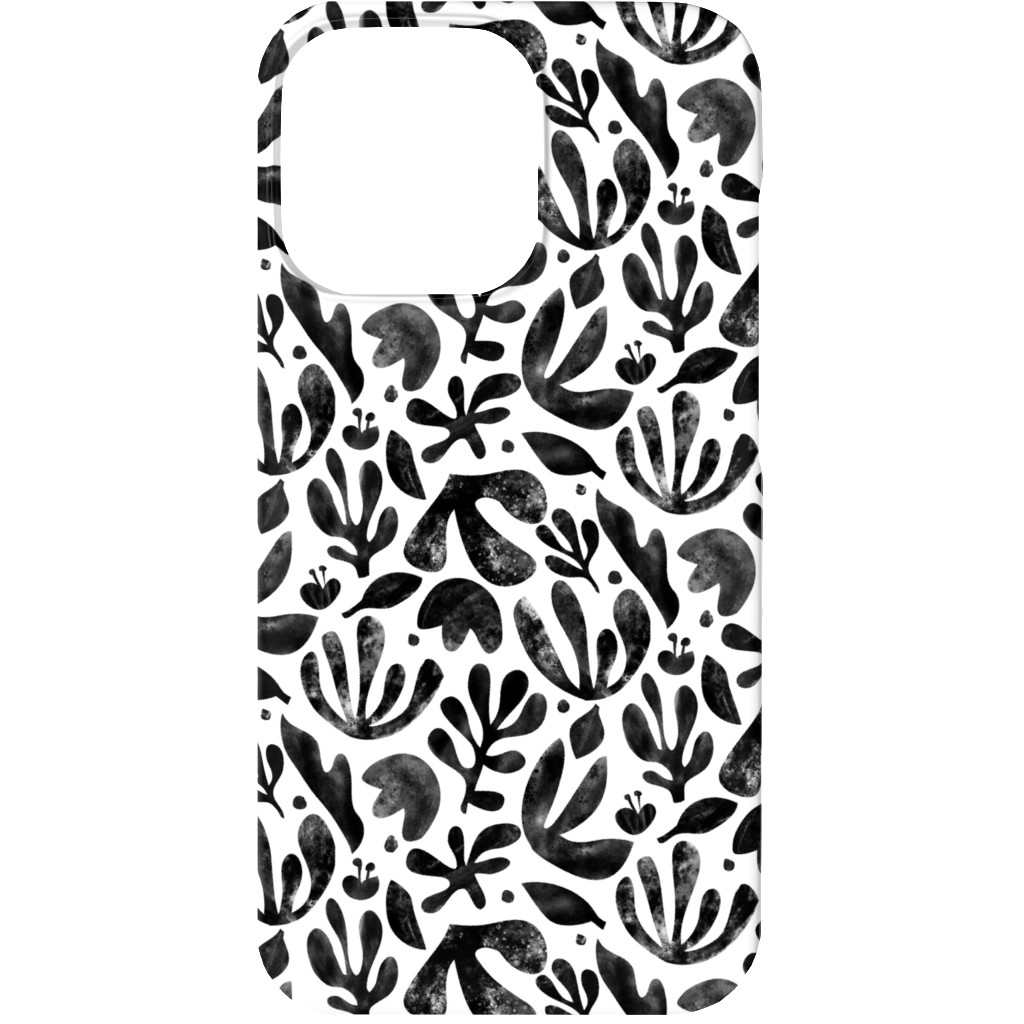 Flower Cutouts - Neutral Phone Case, Slim Case, Matte, iPhone 13, Black
