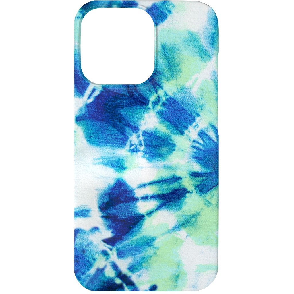 Tie Dye Ink Splat Indigo and Green Phone Case, Slim Case, Matte, iPhone 13, Blue, True Blue