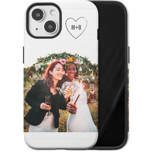 Together Initial Heart iPhone Case, Silicone Liner Case, Matte, iPhone 14, White, white