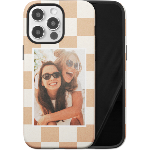 Checkerboard iPhone Case, Silicone Liner Case, Matte, iPhone 14 Pro Max, Beige