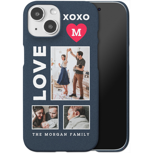 XOXO Heart Grid iPhone Case, Slim Case, Matte, iPhone 15, Red, fire engine