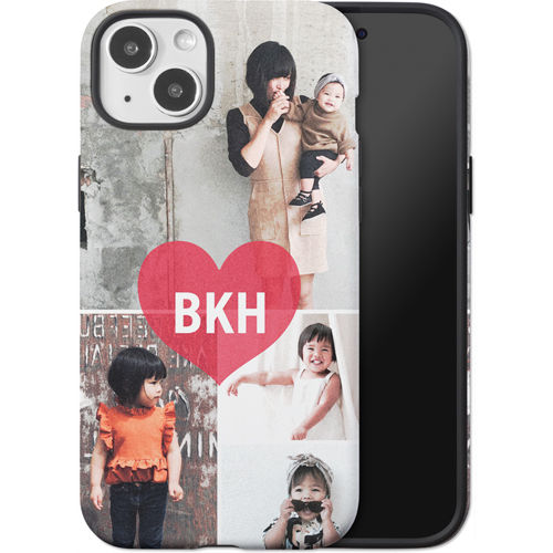 Heart Monogram iPhone Case, Silicone Liner Case, Matte, iPhone 15 Plus, Red