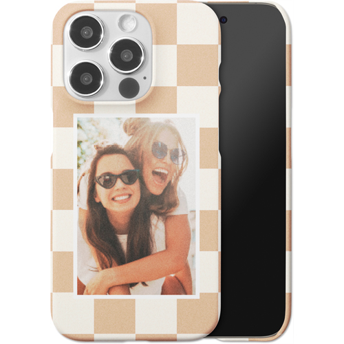 Checkerboard iPhone Case, Slim Case, Matte, iPhone 15 Pro, Beige