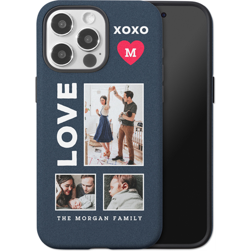 XOXO Heart Grid iPhone Case, Silicone Liner Case, Matte, iPhone 15 Pro Max, Red