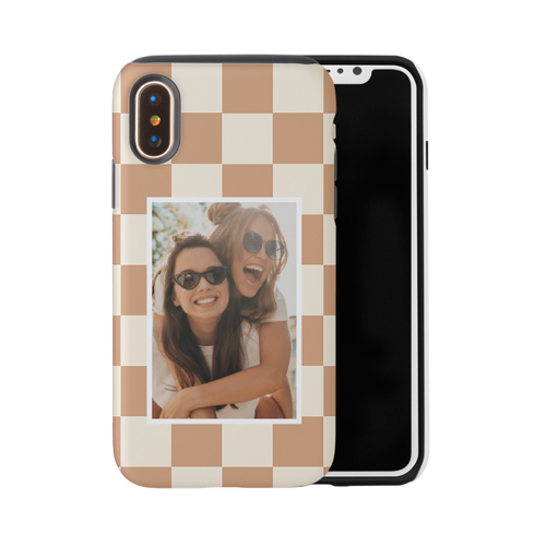 Checkerboard iPhone Case, Silicone Liner Case, Matte, iPhone X, Beige, antique white