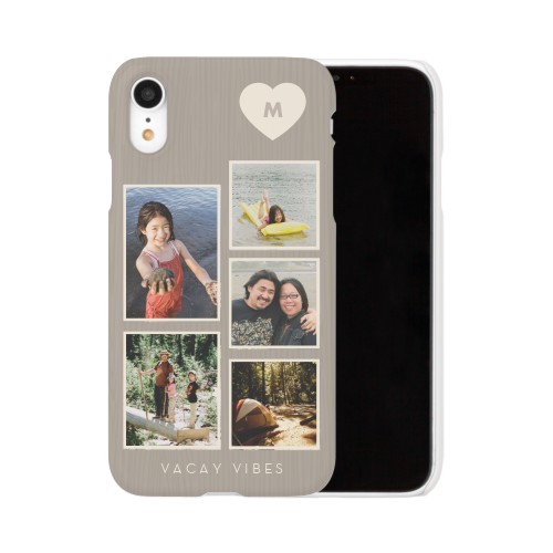 Corner Heart Initial iPhone Case, Slim Case, Matte, iPhone XR, Beige, antique white