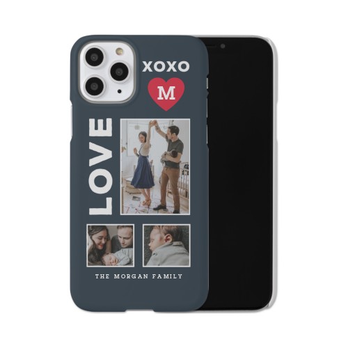 XOXO Heart Grid iPhone Case, Slim Case, Matte, iPhone 11 Pro, Red, fire engine
