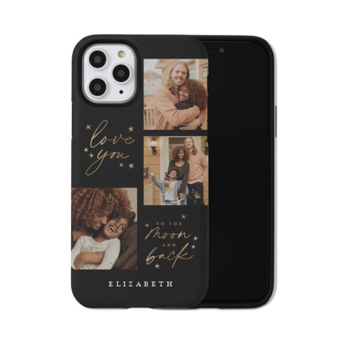 Love To The Moon Sparkle iPhone Case, Silicone Liner Case, Matte, iPhone 11 Pro, Black, black