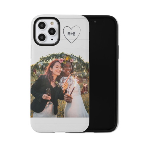 Together Initial Heart iPhone Case, Silicone Liner Case, Matte, iPhone 11 Pro, White, white