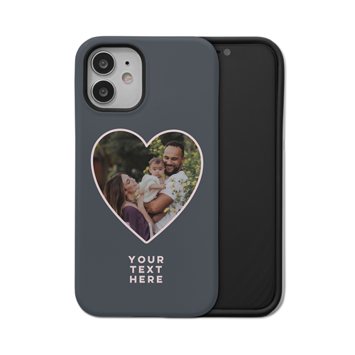 Heart Cutout iPhone Case, Silicone Liner Case, Matte, iPhone 12 Mini, Black, silhouette